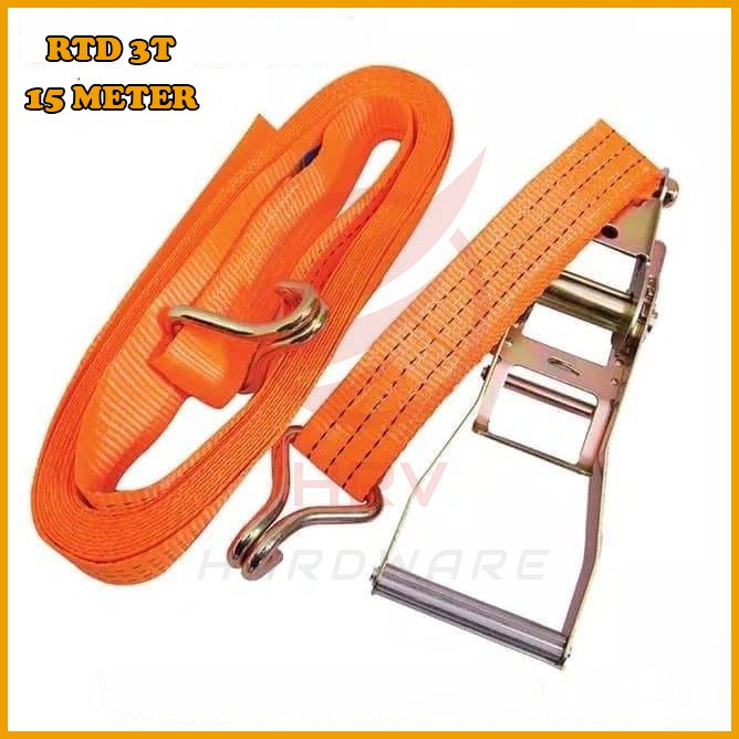 Webbing Cargo Lashing Belt 3 Ton 15 Meter Rachet Tie Down Trackbelt Tali Ikat Sabuk Truk