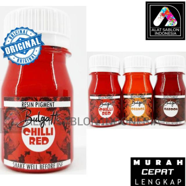 

PIGMEN PEWARNA RESIN MERAH CABE CHILI RED 45GR ALAT SABLON