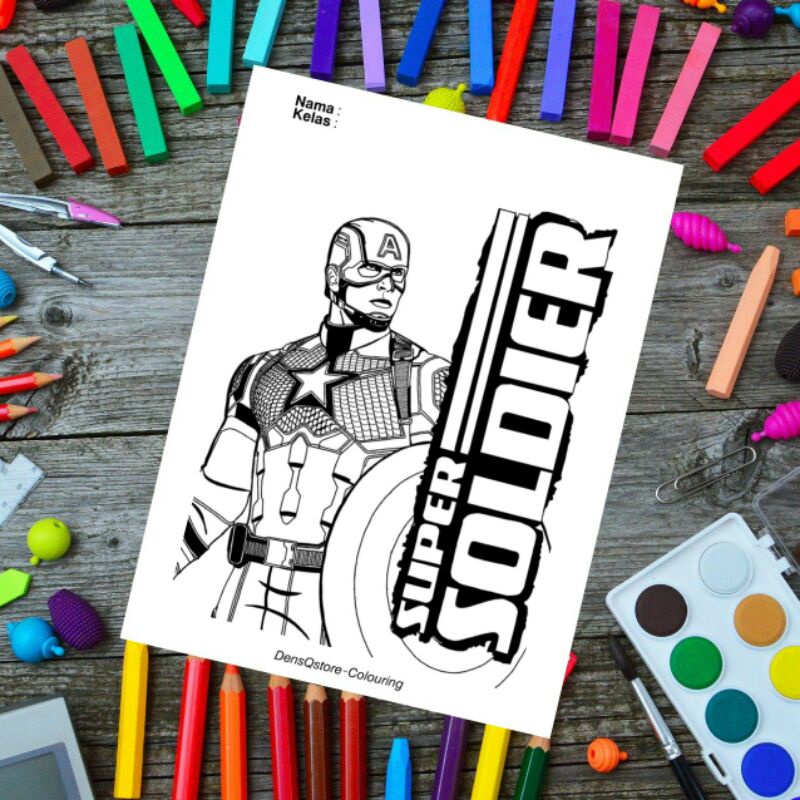 

Kertas Mewarnai Anak Tema Captain America / Kertas Gambar (10 Lembar Gambar)