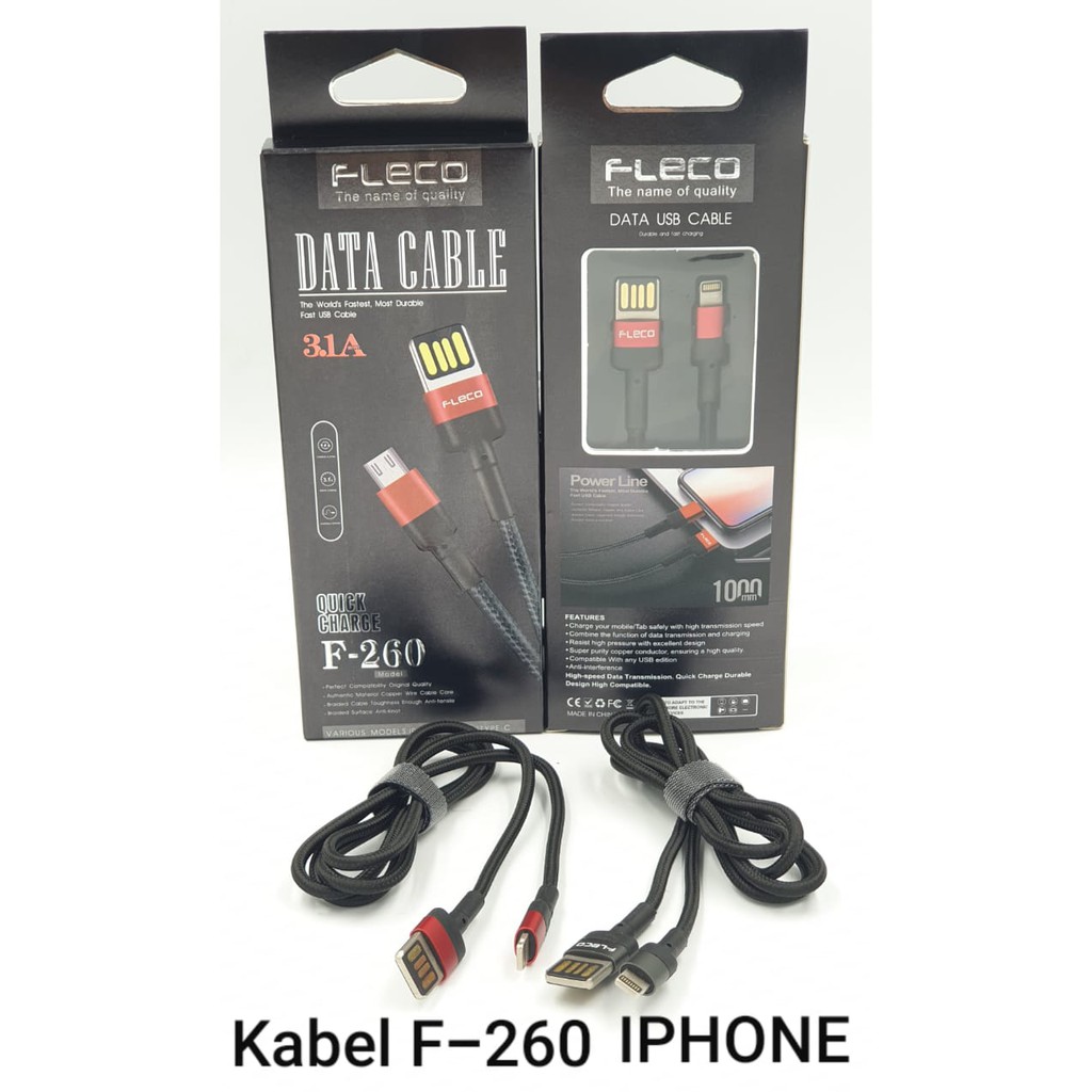 KABEL DATA MICRO-USB / IPHONE / TYPE-C FLECO F-260 Kabel Data FLECO F-260 3.1A Quick Charger