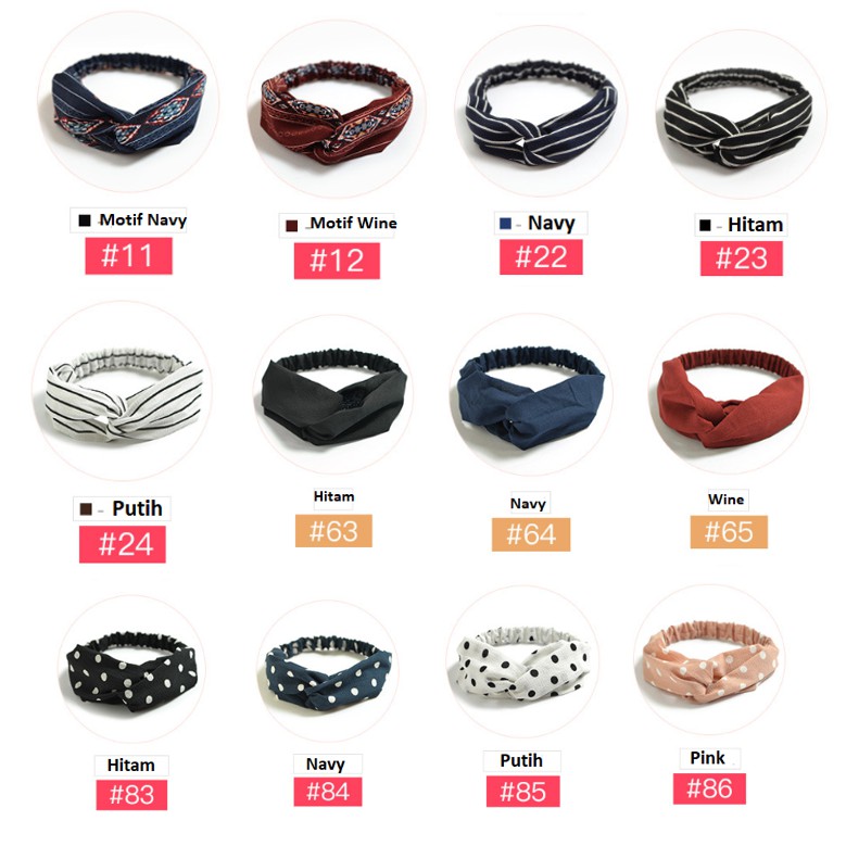 RSB VZ041 Premium Bandana Simpul Twist Elastis Ala Korea Untuk Wanita / Bando Motif