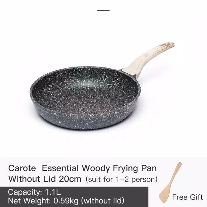 TERLARIS CAROTE FRY PAN ESSENTIAL WOODY TANPA TUTUP 20 CM 24 CM - 24 CM