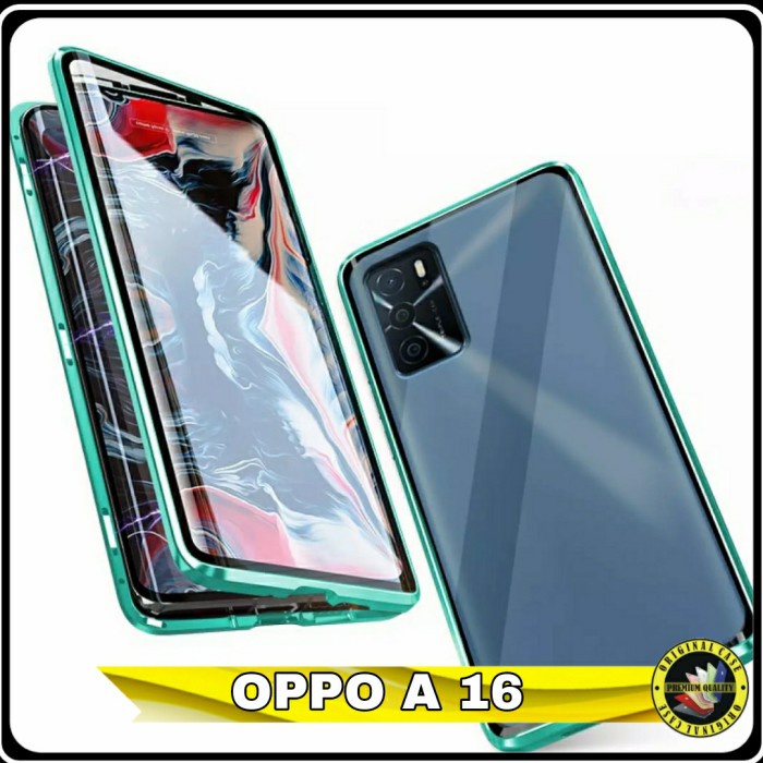 Casing Oppo A 16 A16 Hard Flip Case Double Magnetic Slim Clear Cover