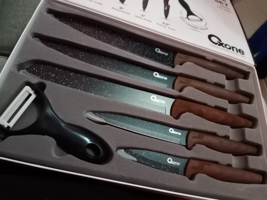 Oxone Ox 605 Pisau Set Black Marble 6 In 1