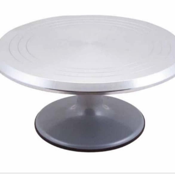 

KUE-PENGHIAS-ALAT- 12" REVOLVING CAKE STAND MEJA PUTAR STAINLESS LAZY SUSAN GREY BASE -ALAT-