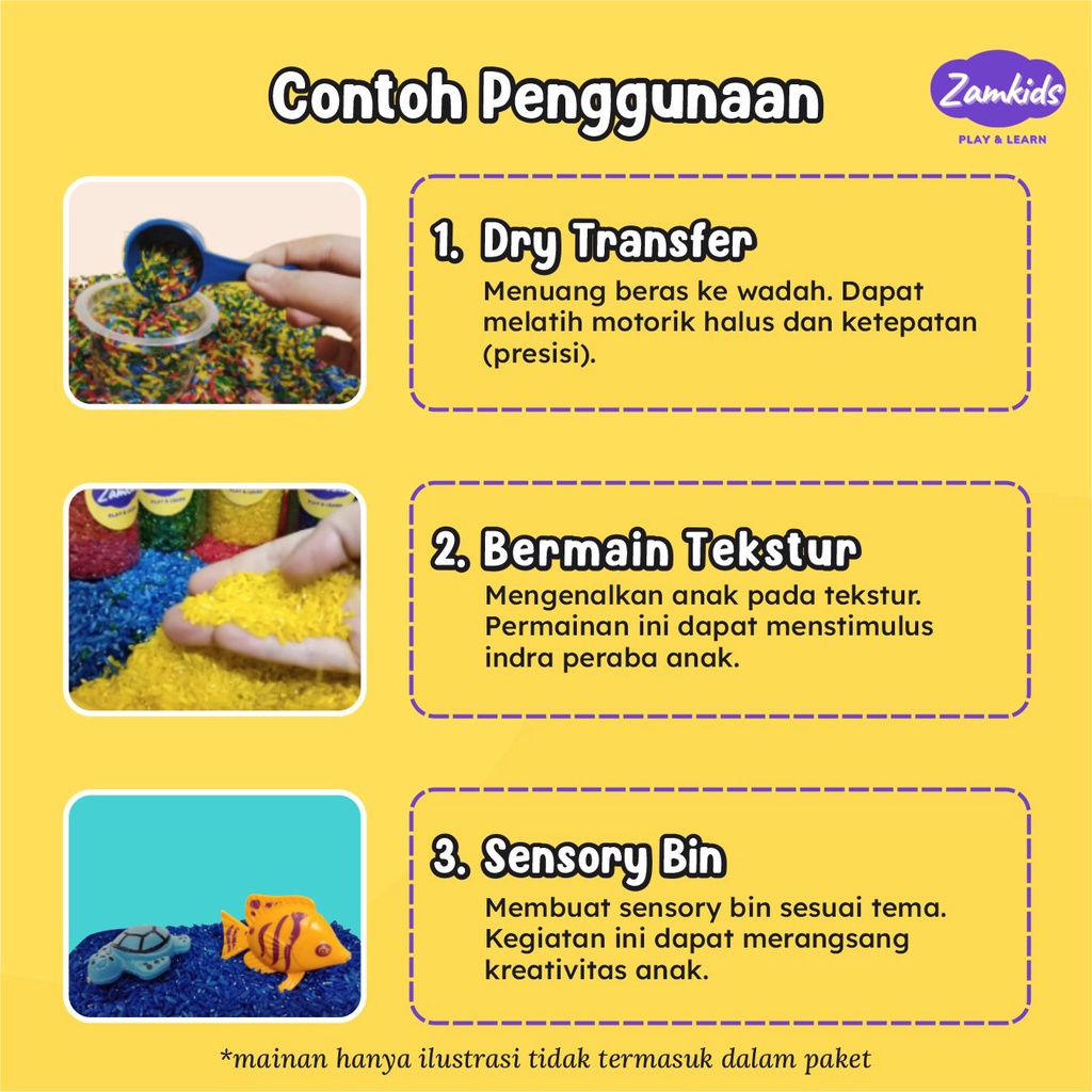 RAINBOW RICE MAINAN MONTESSORI MONTESORI BERAS WARNA WARNI MAINAN EDUKASI ANAK BAYI