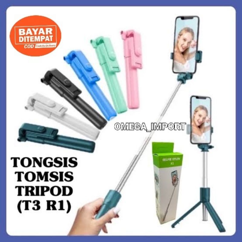 (OM) TONGSIS BLUETOOTH R1 3 IN 1+REMOTE SELFIE TOMSIS