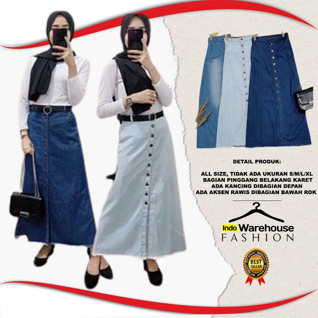 PROMO!! ROK JEANS ORI / SKIRT JEANS STONE RAWIS 2021 / JEANS ORI