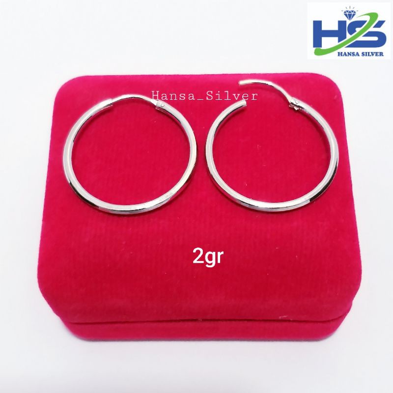 Anting Perak Asli Silver 925 Model Ring Gipsi Polos Anak Dan Dewasa - Anting Wanita Anti Karat