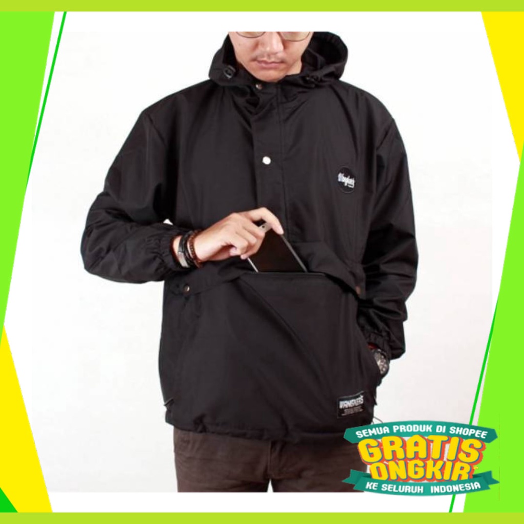 Hitam Putih Biru Orange Hijau Navy Dongker Polos moccha coklat / Jaket cagoule simple wangkers origi