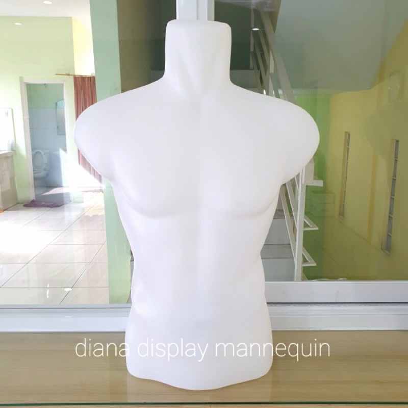 PATUNG MANEKIN BAJU PRIA DEWASA OTOT SETENGAH BADAN BENING BUTEK DAN HITAM