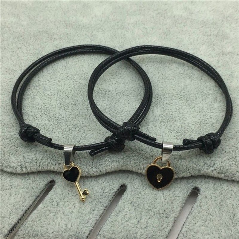 Tai Chi Yin dan yang 2 pcs Gelang Couple Magnet Pasangan Liontin Kreatif Pesona Gelang Perhiasan Hadiah Kekasih/ Couple Magnetic Attract Braided❤Yimi❤