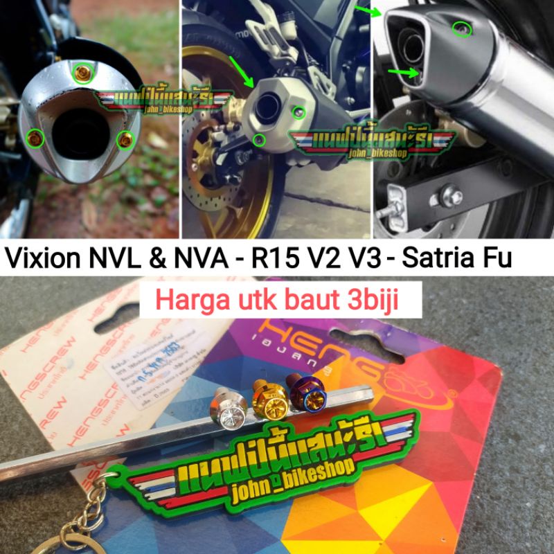 Baut Probolt Corong Tutup Knalpot Vixion New NVL NVA R15 V2 V3 Satria Fu Silver Gold Blue Stainless 