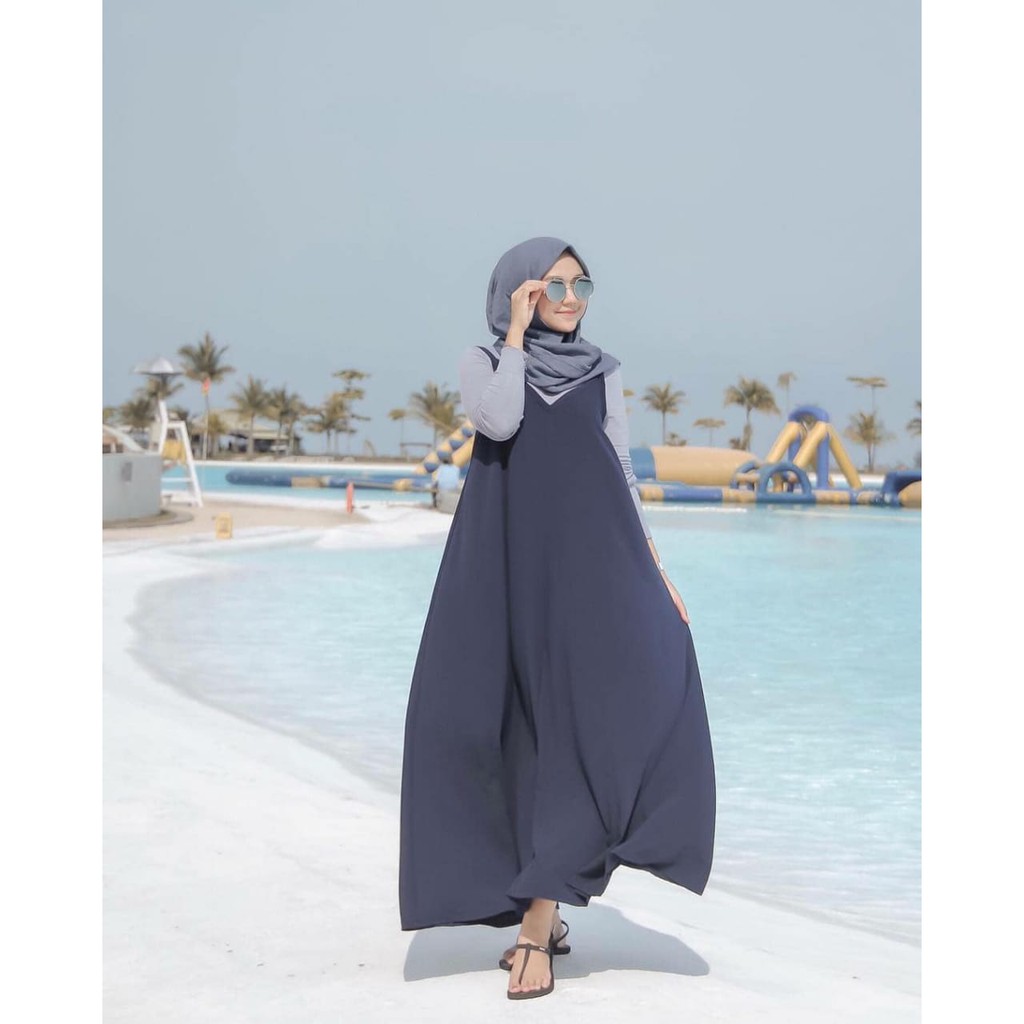 Elira set 3in1 (iner+overall+pashmina) / Setelan Wanita