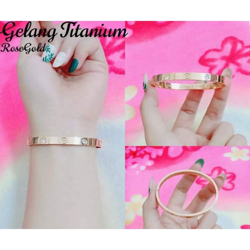 gelang titanium emas