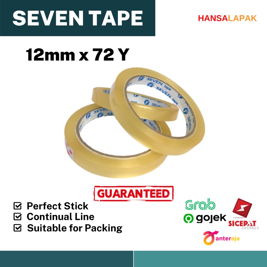 

12 Roll Lakban Bening 12mm x 72 Yard Seven Tape