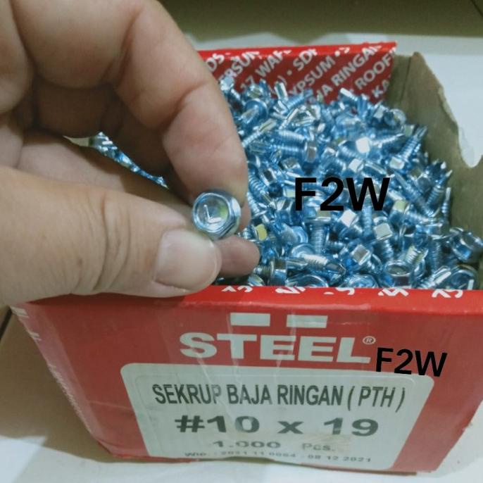 Baut Mur Pengencang Sekrup Baja Ringan Putih 10X19 Steel Baut Roofing Baja Ringan L #10X19