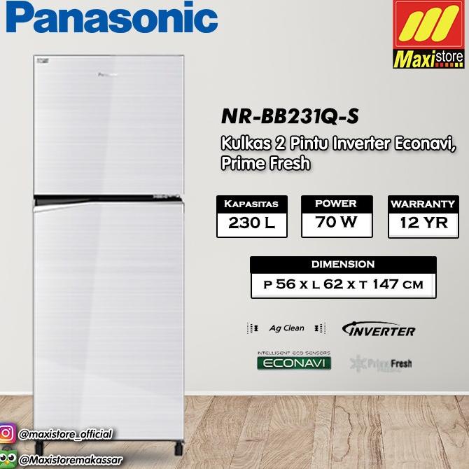 =+=+=+] PANASONIC NR-BB231Q-S Kulkas 2 Pintu [231 L] Inverter Prime Fresh