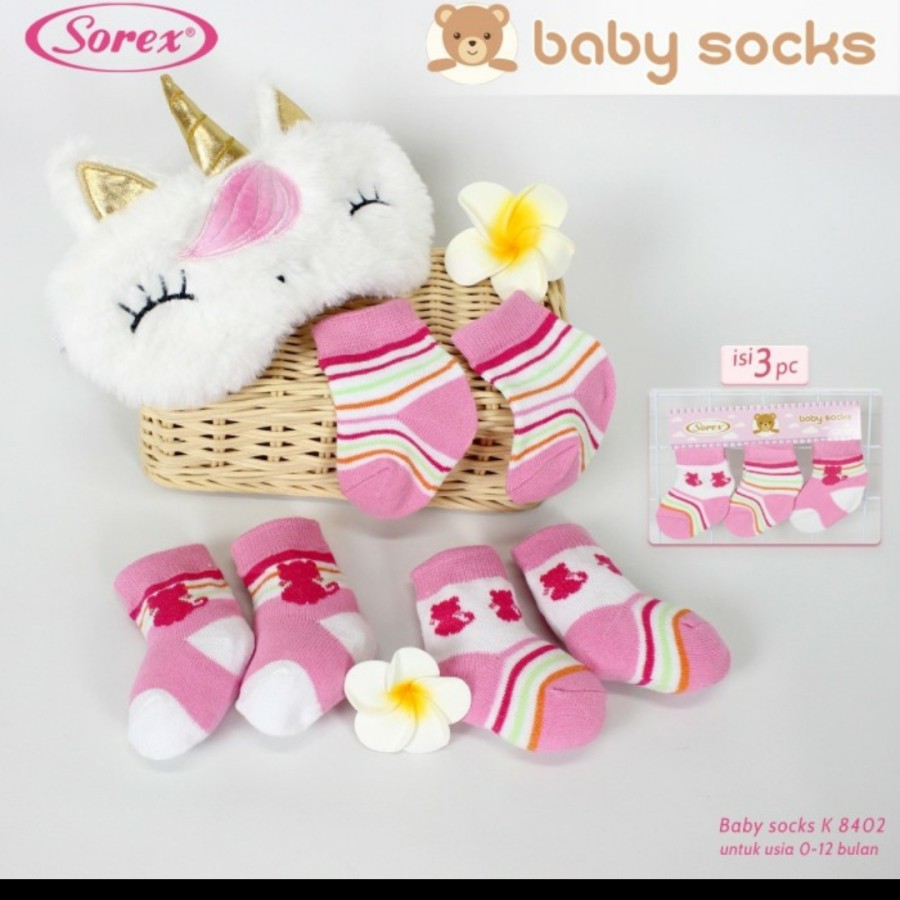 kaos kaki baby sorex k 8502 8503 8401 8402 baby socks ( isi 3 pasang)