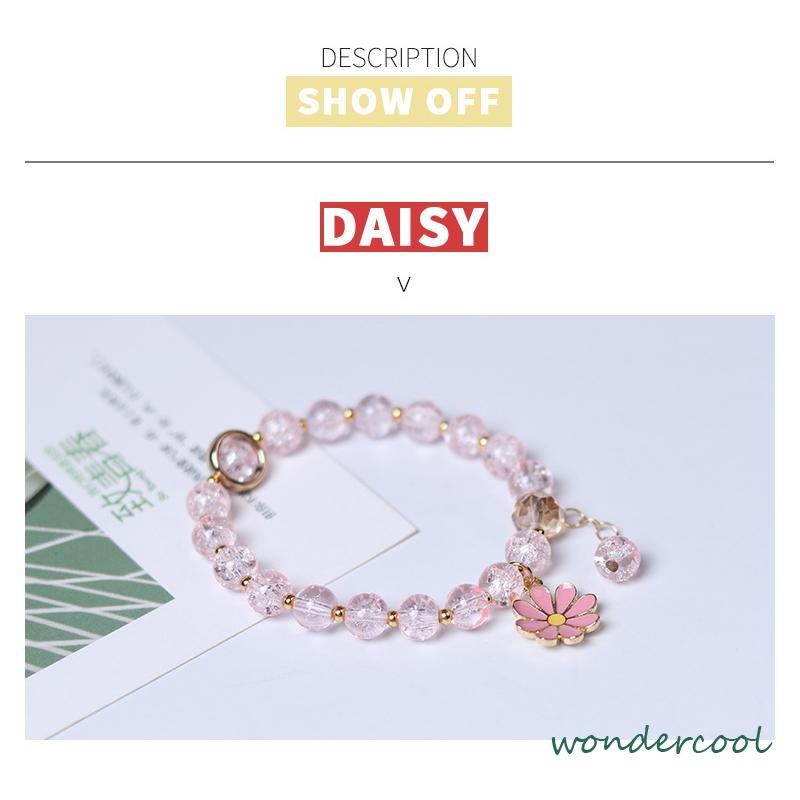 Gelang Rumbai Bunga Daisy Kristal Korea Wanita Gadis Gelang Perhiasan Aksesoris-Won