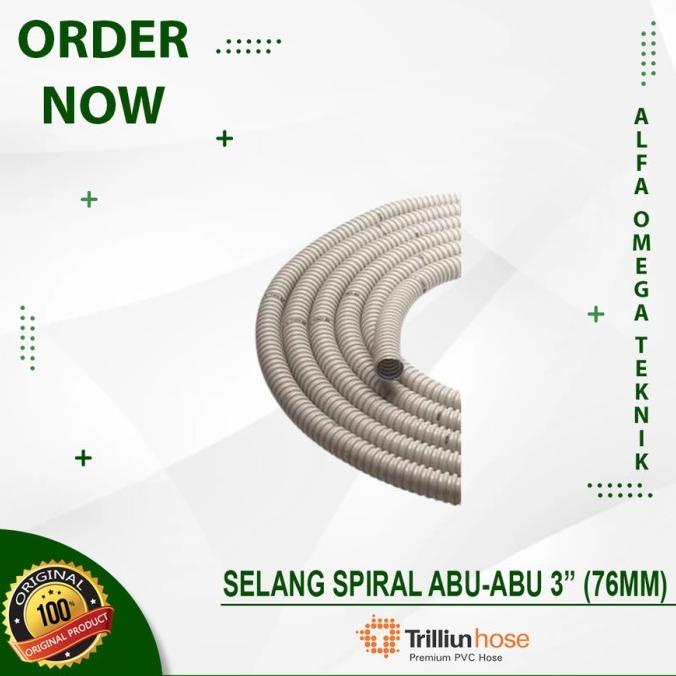 SELANG SPIRAL ABU ABU 3 INCH 0.98 METER TRILLIUN AIR HOSE PVC GREY alfaom364 Ayo Beli