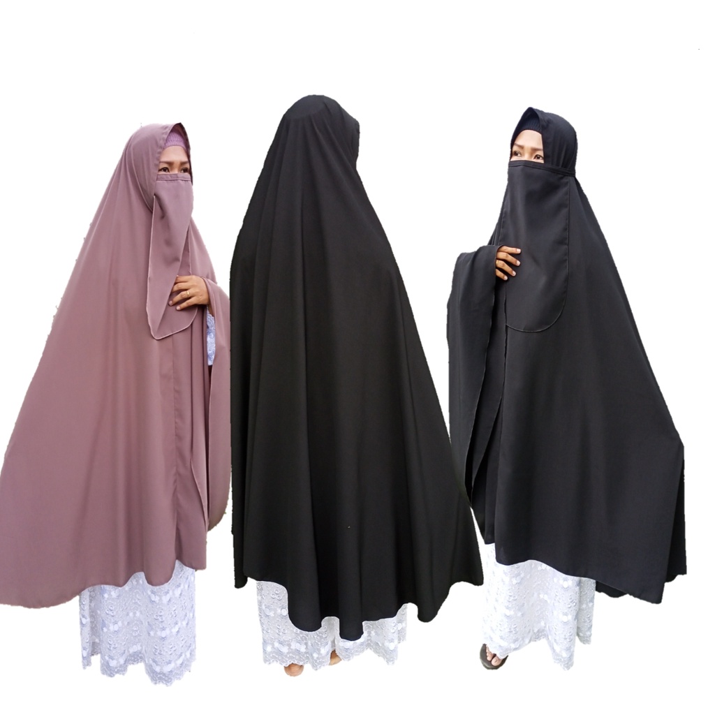GROSIR / CARGO - Khimar Jumbo 110 XXL Pet Antem Gratis Cadar Jilbab Syari Bulat Sebetis Wolfis Hijab