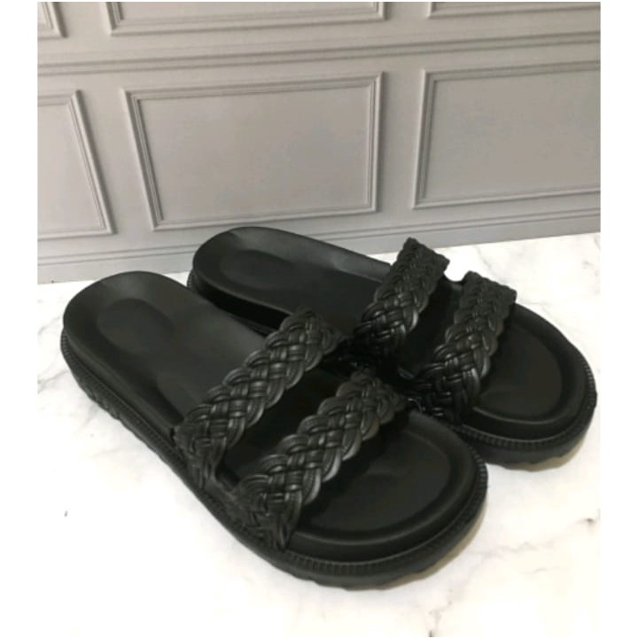 (COD) Sandal Selop Tali Dua Kepang Wanita Karet Jelly Irsoe 301