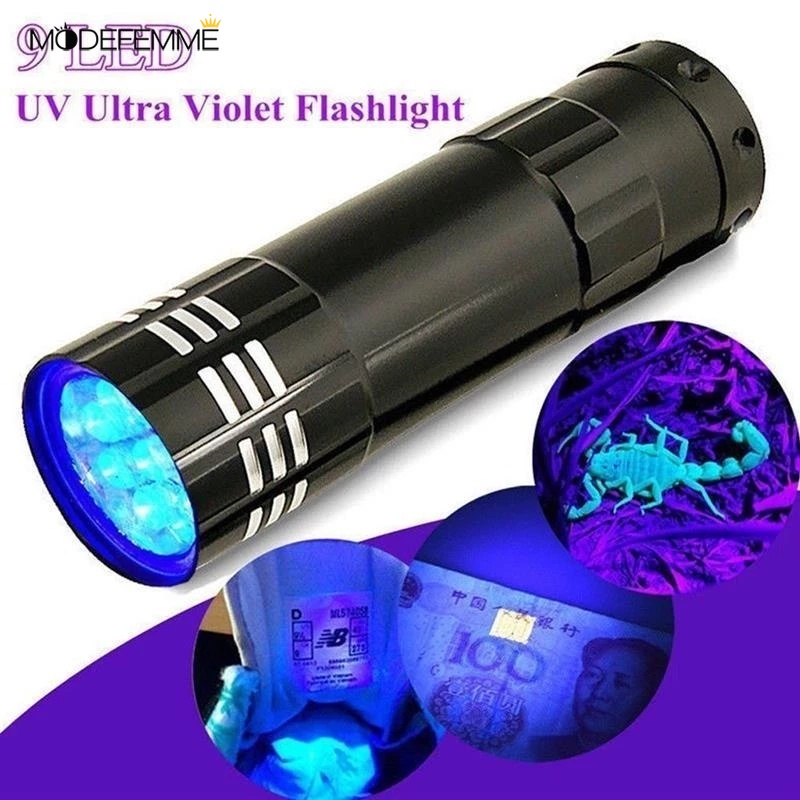 [ New Mini Portable 9LED AAA Battery UV Flashlight for Disinfection sterilization metal crack detection ]