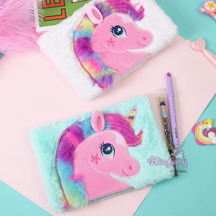 

nn TERLARIS Agenda/Buku Tulis/Notebook/Diary/Diari Unicorn Bulu )
