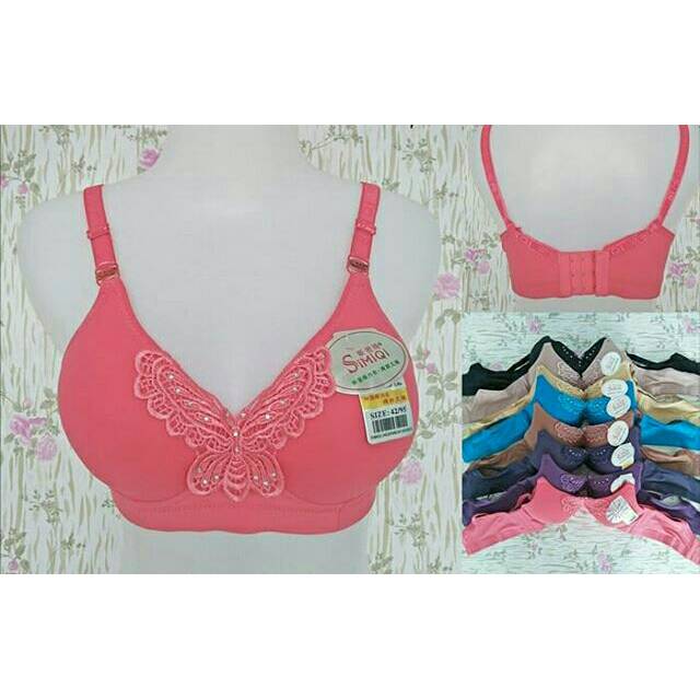 BH/Bra Renda Kupu-kupu SiMiQi 6616 Jumbo | Tanpa Kawat | Busa Standar | Kait Tiga