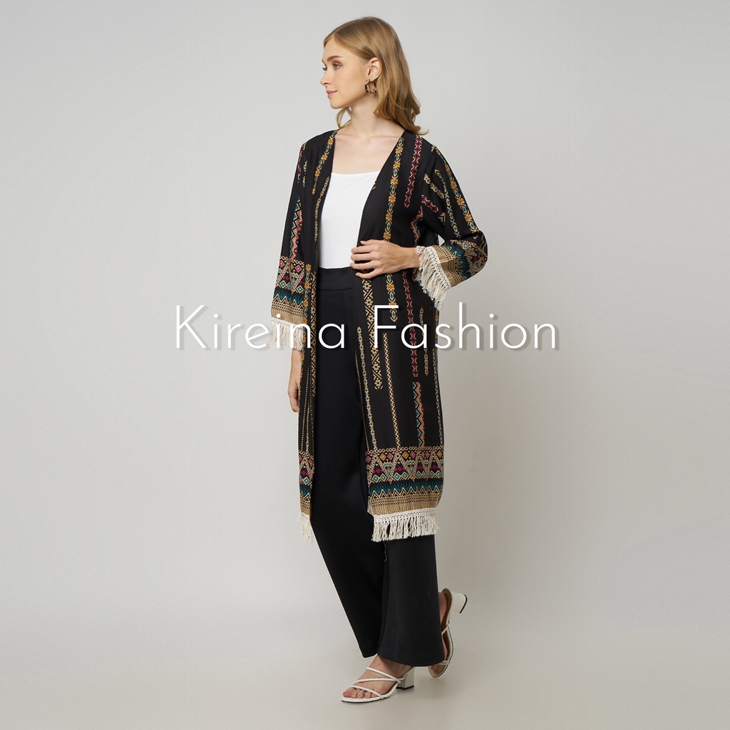 Cardigan Rumbai Motif Bohemian Outer Bohemian Bahan Katun Rayon Viscose | Kireina Fashion