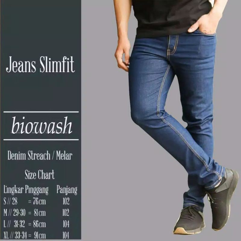 Celana jeans pria model skiny / pensil stretch ngaret karet bagus top melar murah