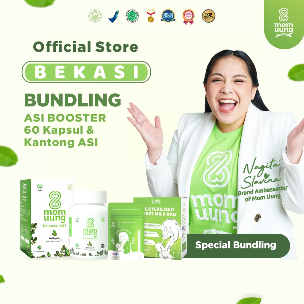 Mom Uung ASI Booster Special Bundling 60 Kapsul &amp; Kantong ASI Mom Uung / Pelancar ASI Mom Uung / Pre-sterilized Breast Milk Bag 100ml