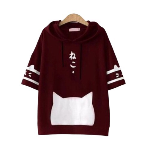 Sweater Wanita Hoodie JAPANESE CAT Ptinting Fit L