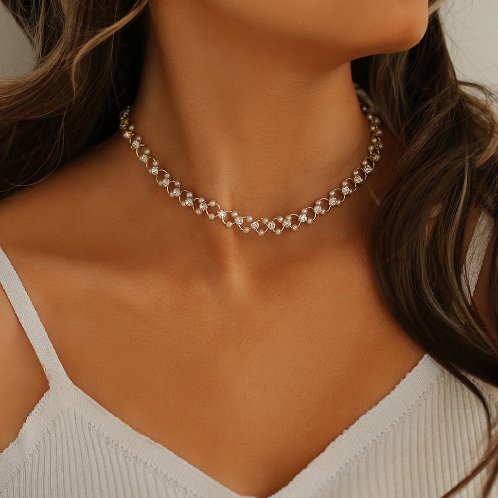 Hu Hu Hu Hu Hu Alat Bantu Pasang Kacamata♡ Kalung Dan Gelang Bentuk Lingkaran Aksen Mutiara Imitasi Bahan Cubic Zirconia Untuk Wanita