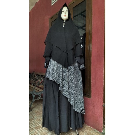 set gamis polos warna hitam gamis syari