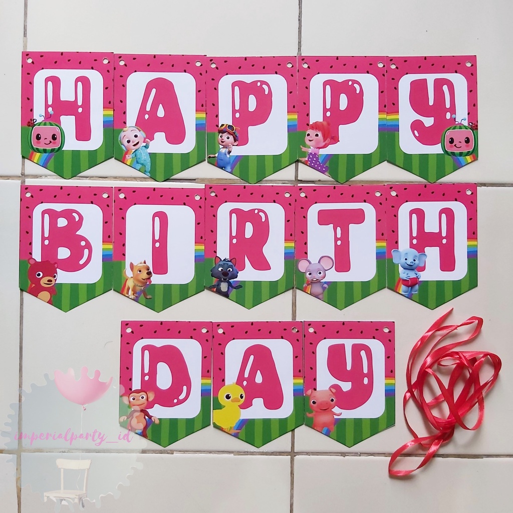 Banner Bunting Flag Happy Birthday HBD Cocomelon 2