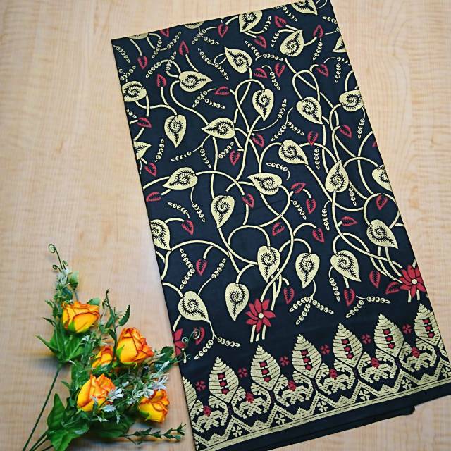 SBY KAIN BATIK MOTIF PRADA EMAS SONGKET DAUN SET EMBOS / BATIK ORI