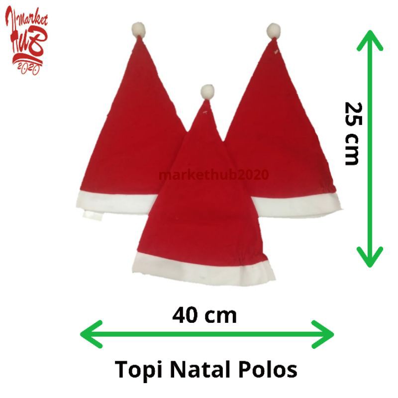Topi Natal Polos Merah Putih|Topi Natal Murah|Obral Topi Natal