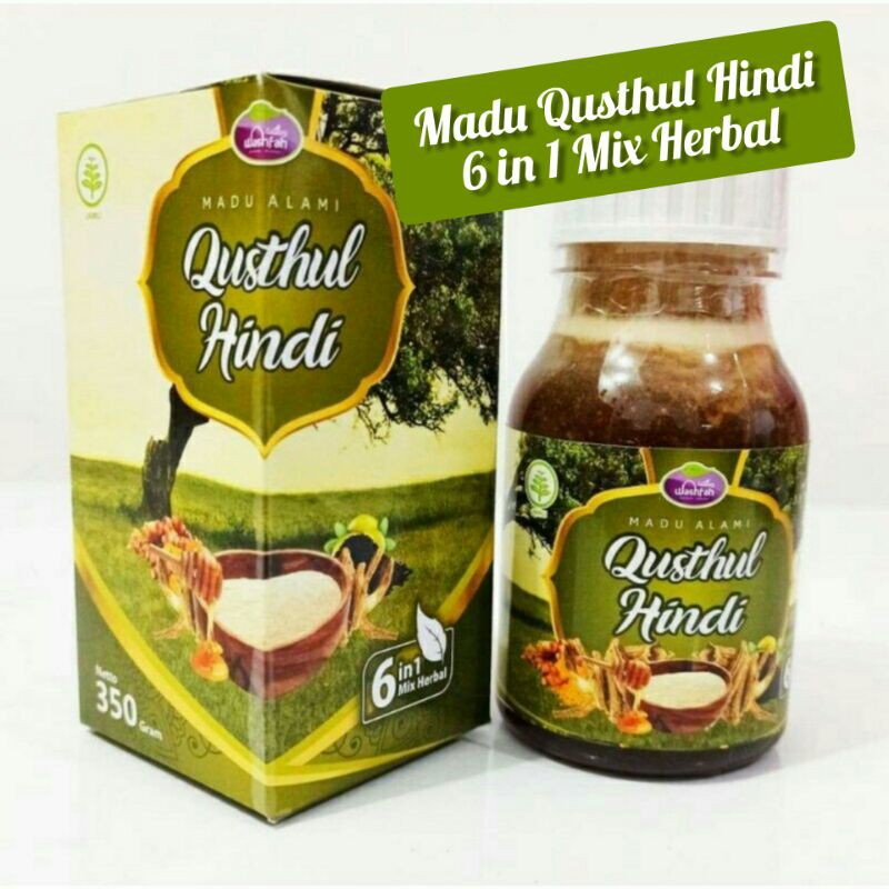 

OBAT HERBAL Madu Alami Qustul Hindi 6 in 1 Mix Herbal 350gr WASHFAH ORIGINAL