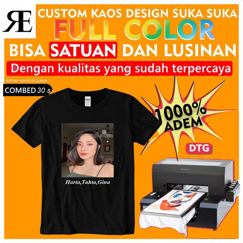  COD Kaos CUSTOM  Satuan Print DTG Gambar  Tulisan  