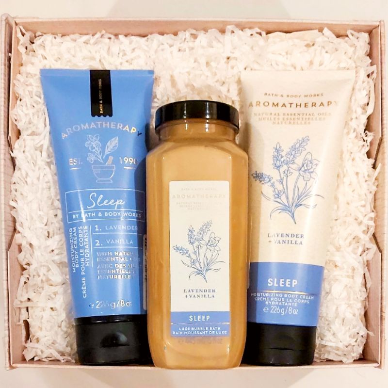 BBW AROMATHERAPHY SLEEP LAVENDER + VANILLA GIFT SET PAKET BATH &amp; BODY WORKS