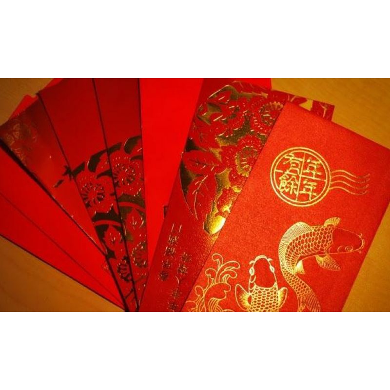 Senada Victory  Kertas Amplop Angpau Tebal /Angpau Hongbau Wedding Sangjit Panjang 17 x9/Amplop Pernikahan Suang Xuang Xi Merah Panjang