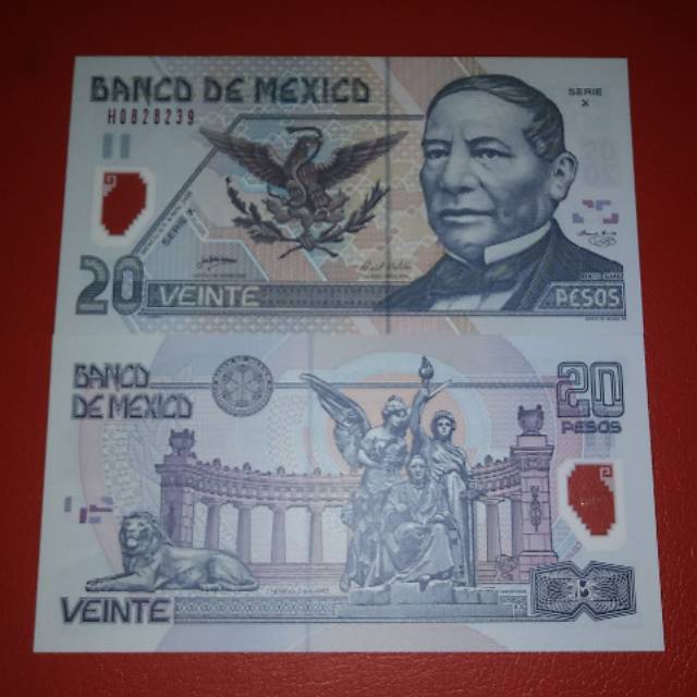 Uang Asing Polymer Mexico Lama Pecahan 20 Pesos