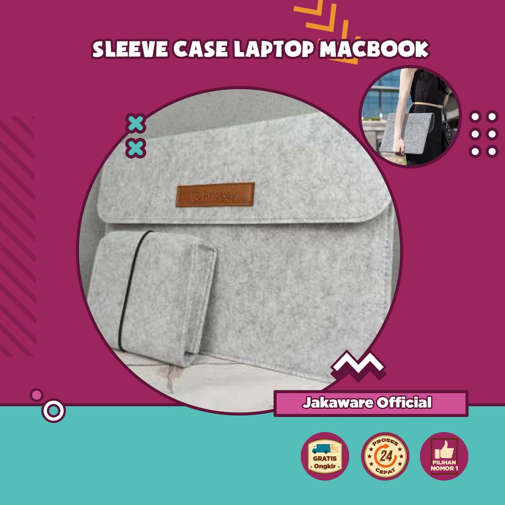 CASE LAPTOP 12 13 15  INCHI FELT SLEEVE TAS MACBOOK WITH POUCH PELINDUNG COVER WANITA TENTENG SARUNG