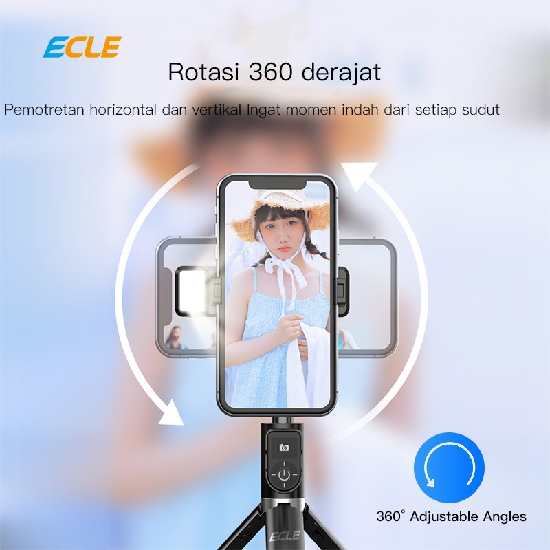 ECLE Selfie Stick / Tongsis / Tripod Handphone Bluetooth Fill Light ECLE BSE0801 / tipod bluetooth murah