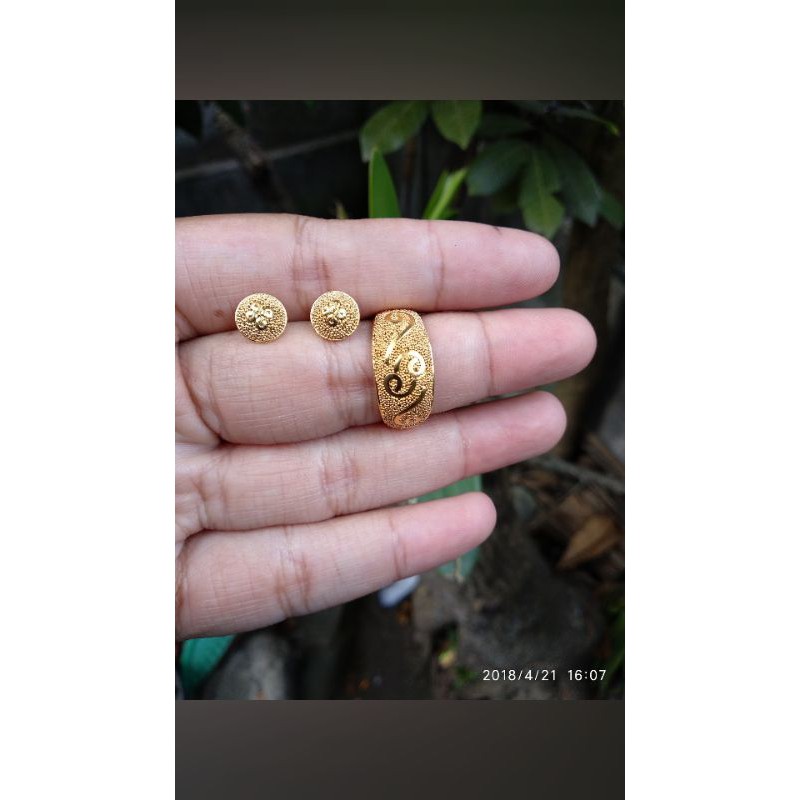 set cincin perak lapis emas