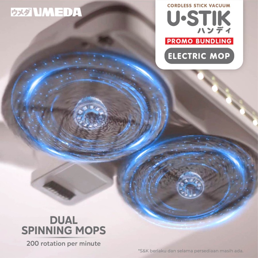 Umeda U-Stik Cordless Stick Vacuum + U-STIK Electric Mop / Penyedot Debu Lantai Tanpa Kabel