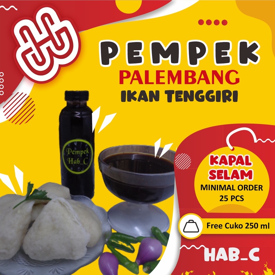 

Pempek Hab_c Asli palembang Telur Kecil 35g Ikan Tenggiri Asli + Cuko