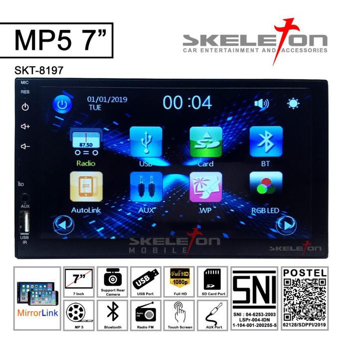 READY Skeleton Double Din 7inch SKT-MP5 8197 Universal